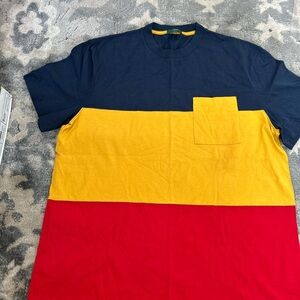 J. Crew Men's Short Sleeve Colorblock Tee - Navy, Yellow, Red